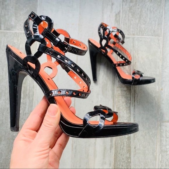 Via Spiga Patent Leather Strapped Sandals Heels - Picture 2 of 9